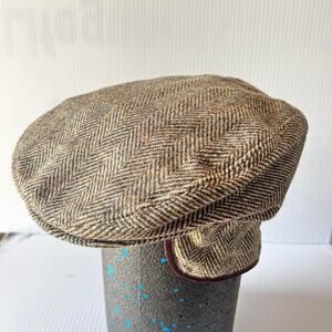 Young AN Vintage Ascot Hat Cap Newsie style Brown Size XL Wool Blend Snap Front